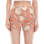 Reading Books And Glasses Pattern Print Women's Split Running Shorts