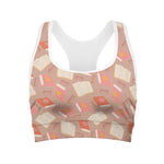 Reading Books And Glasses Pattern Print Women's Sports Bra