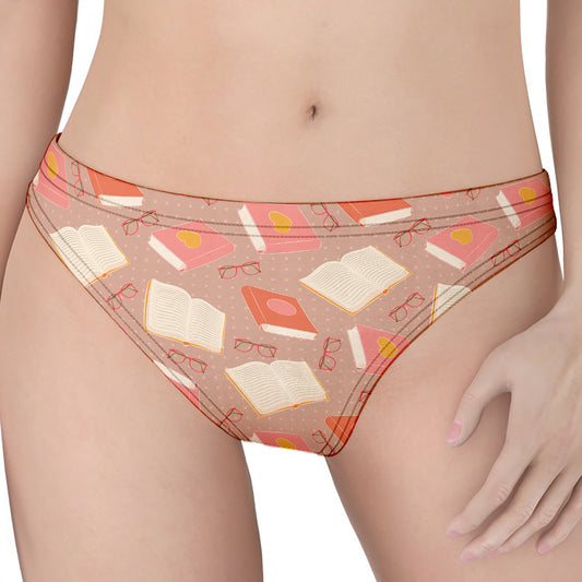 Reading Books And Glasses Pattern Print Women's Thong