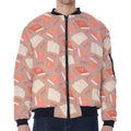 Reading Books And Glasses Pattern Print Zip Sleeve Bomber Jacket