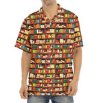 Reading Library Pattern Print Aloha Shirt