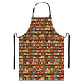 Reading Library Pattern Print Bib Apron With Pocket