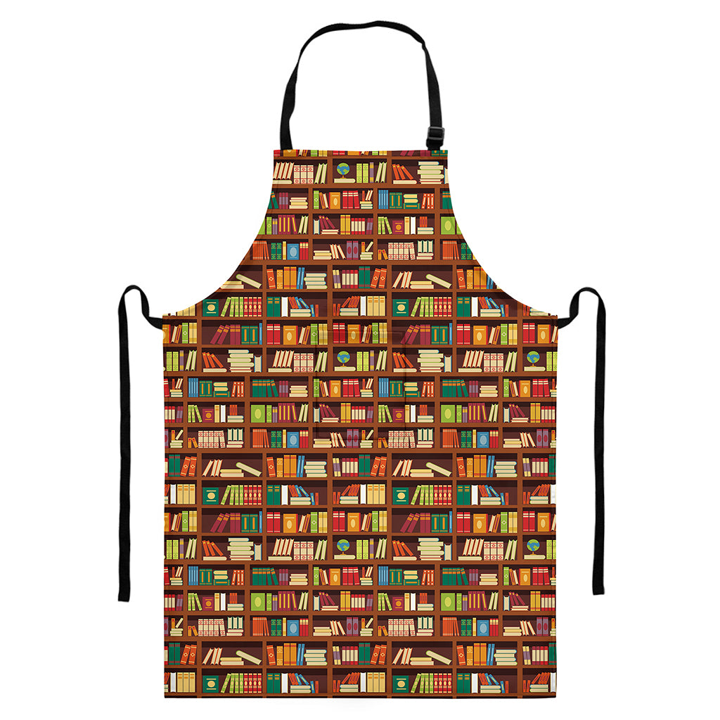 Reading Library Pattern Print Bib Apron With Pocket