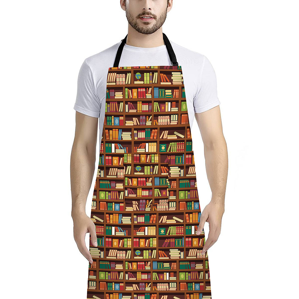 Reading Library Pattern Print Bib Apron With Pocket