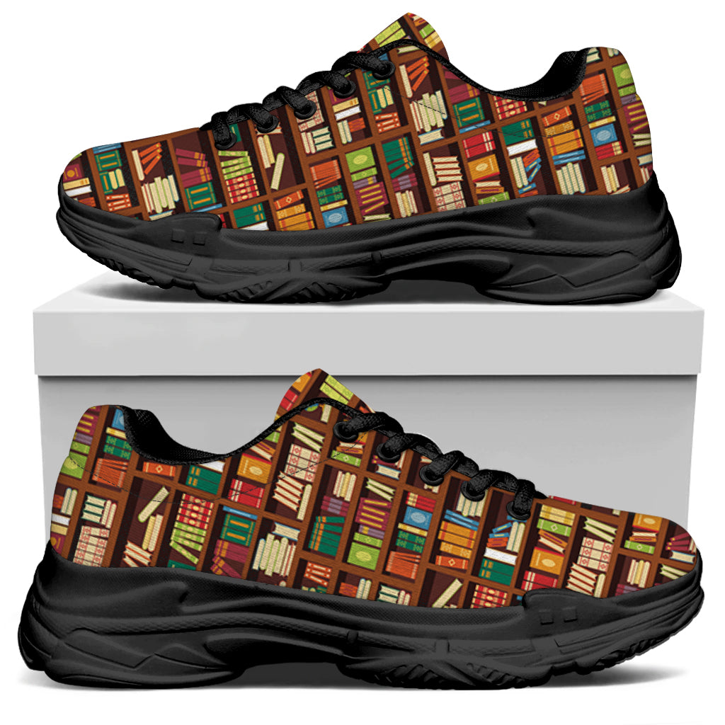 Reading Library Pattern Print Black Chunky Shoes