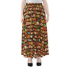 Reading Library Pattern Print Chiffon Maxi Skirt