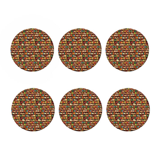 Reading Library Pattern Print Coaster Set