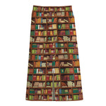 Reading Library Pattern Print Cotton Front Slit Maxi Skirt