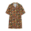 Reading Library Pattern Print Cotton Hawaiian Shirt
