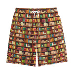 Reading Library Pattern Print Cotton Shorts