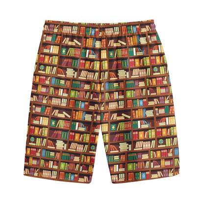 Reading Library Pattern Print Cotton Shorts