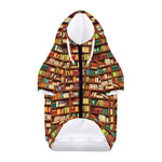 Reading Library Pattern Print Dog Zip Up Hoodie