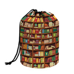 Reading Library Pattern Print Drawstring Makeup Bag