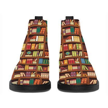 Reading Library Pattern Print Flat Ankle Boots