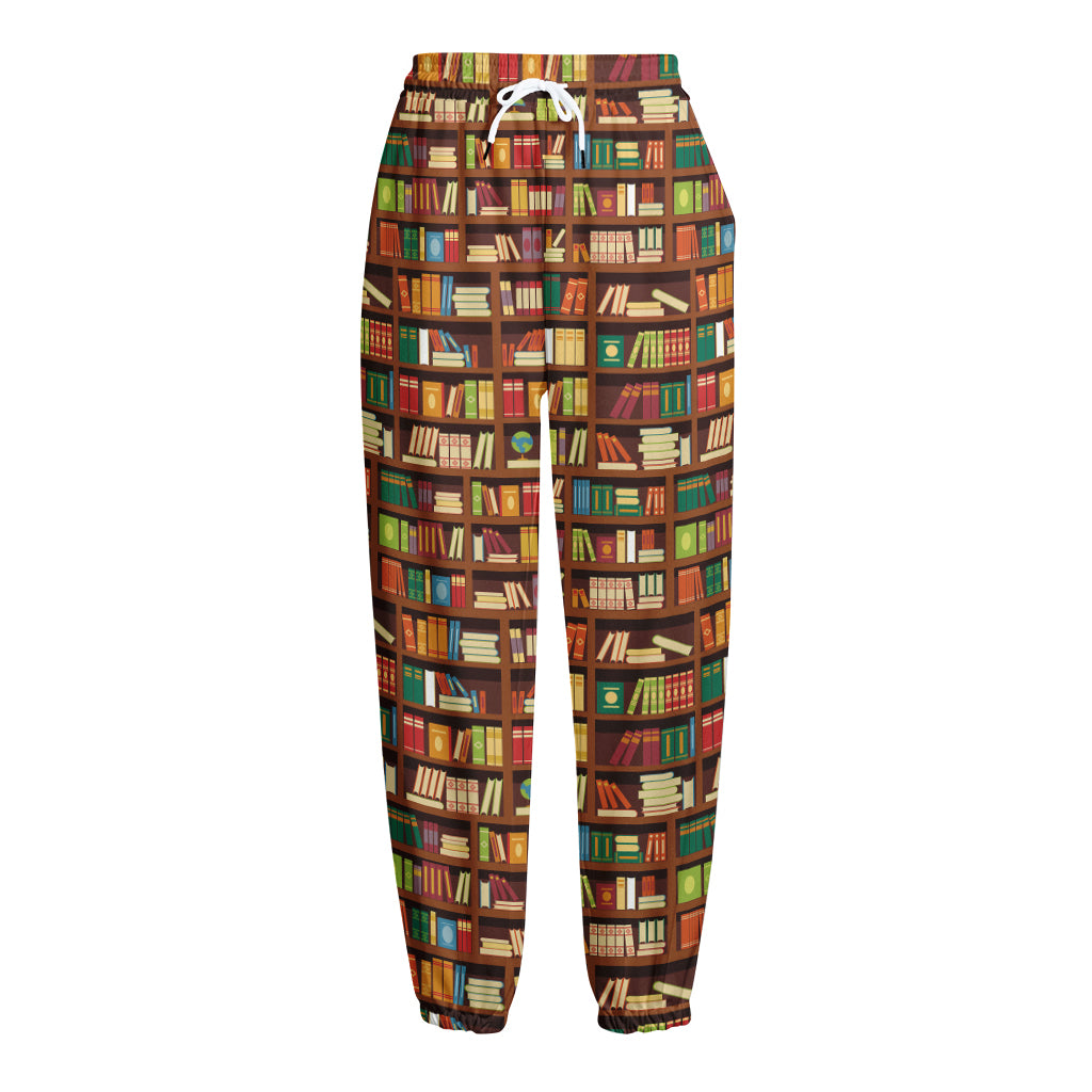 Reading Library Pattern Print Fleece Lined Knit Pants