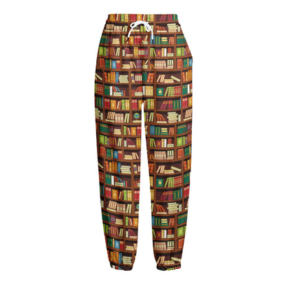 Reading Library Pattern Print Fleece Lined Knit Pants