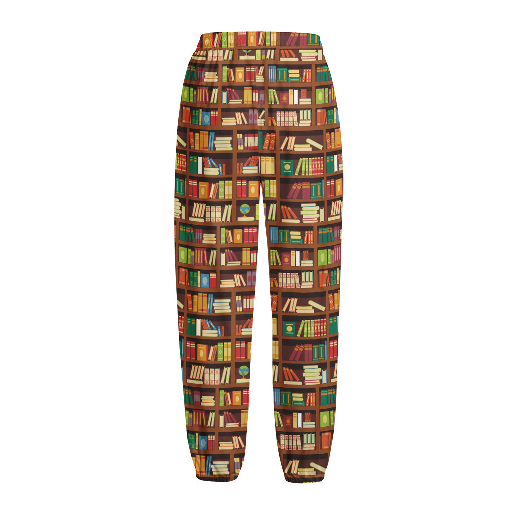 Reading Library Pattern Print Fleece Lined Knit Pants