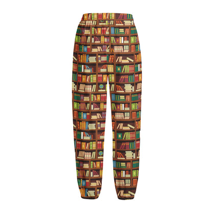 Reading Library Pattern Print Fleece Lined Knit Pants