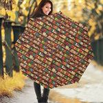 Reading Library Pattern Print Foldable Umbrella