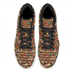 Reading Library Pattern Print High Top Leather Sneakers