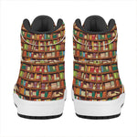 Reading Library Pattern Print High Top Leather Sneakers