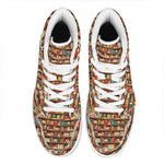 Reading Library Pattern Print High Top Leather Sneakers