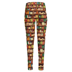 Reading Library Pattern Print High-Waisted Pocket Leggings