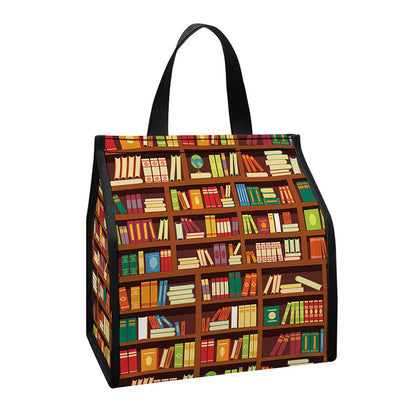 Reading Library Pattern Print Insulated Lunch Tote