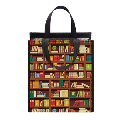 Reading Library Pattern Print Insulated Lunch Tote