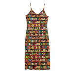 Reading Library Pattern Print Jersey Midi Cami Dress