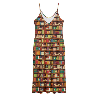 Reading Library Pattern Print Jersey Midi Cami Dress