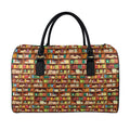 Reading Library Pattern Print Leather Duffel Bag