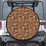 Reading Library Pattern Print Leather Spare Tire Cover