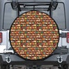 Reading Library Pattern Print Leather Spare Tire Cover