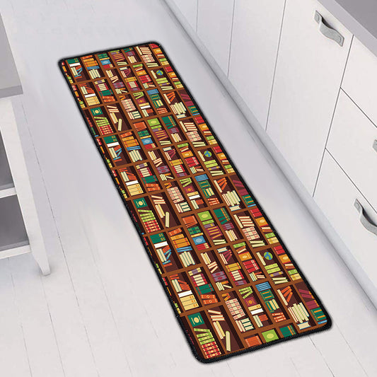 Reading Library Pattern Print Long Kitchen Mat