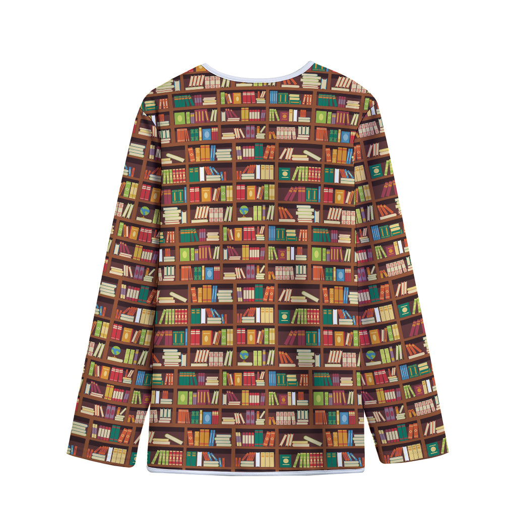 Reading Library Pattern Print Long Sleeve Short Coat