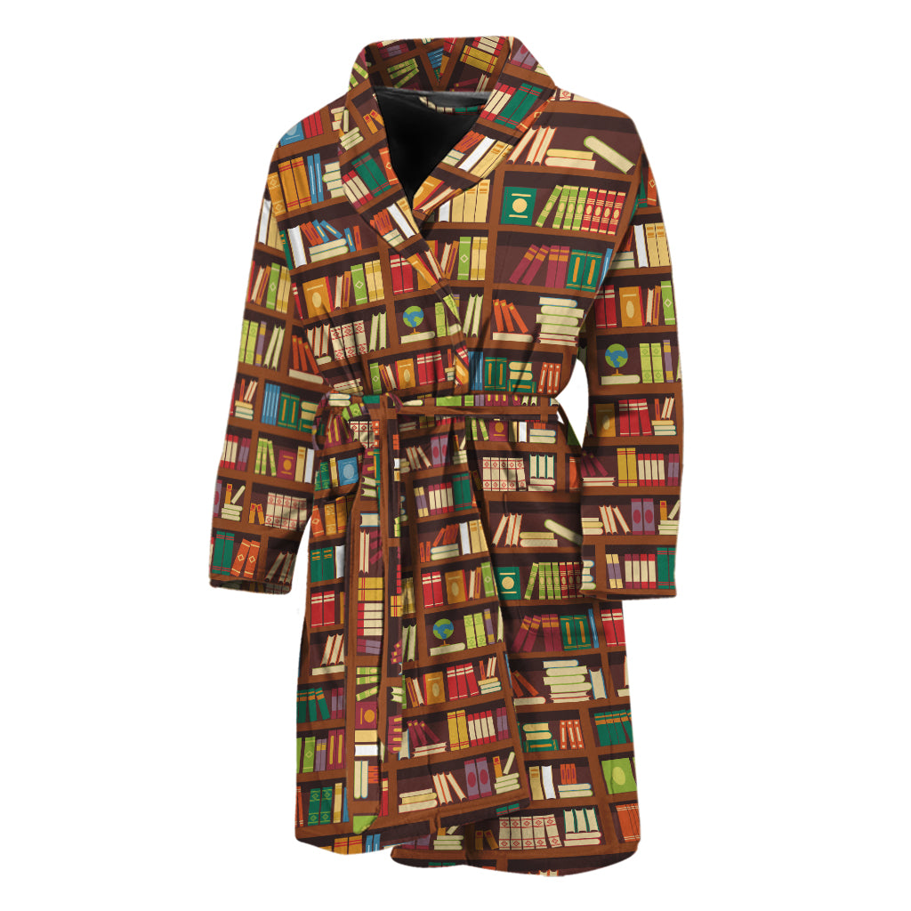 Reading Library Pattern Print Men's Bathrobe