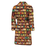 Reading Library Pattern Print Men's Bathrobe