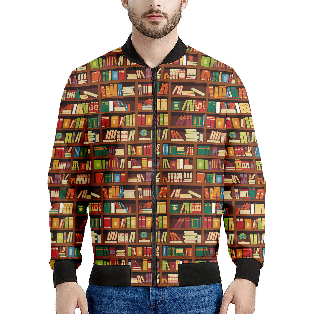 Reading Library Pattern Print Men's Bomber Jacket