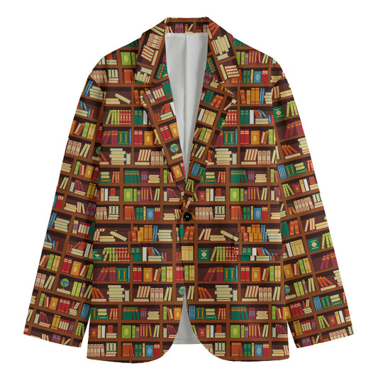 Reading Library Pattern Print Men's Cotton Blazer