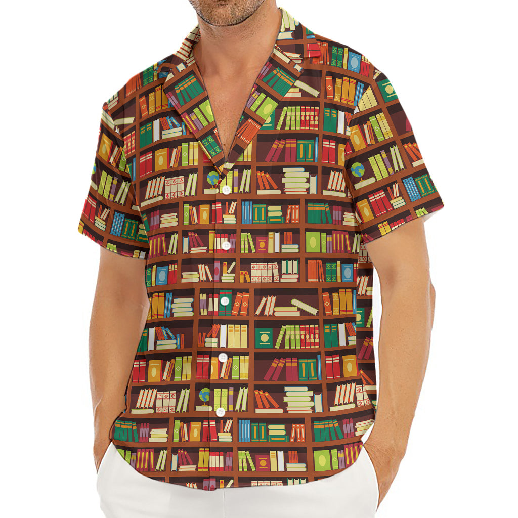 Reading Library Pattern Print Men's Deep V-Neck Shirt