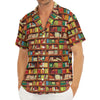 Reading Library Pattern Print Men's Deep V-Neck Shirt