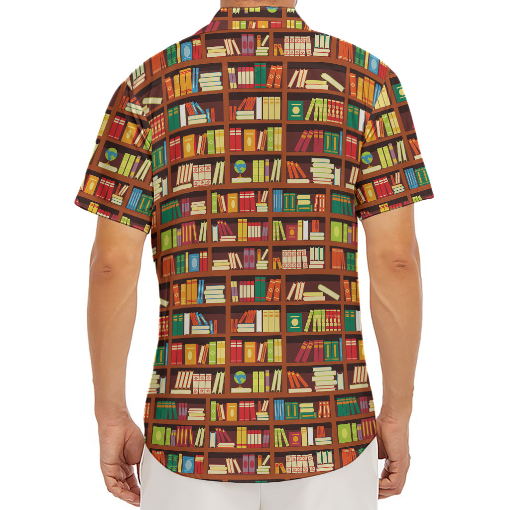 Reading Library Pattern Print Men's Deep V-Neck Shirt