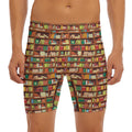Reading Library Pattern Print Men's Long Boxer Briefs