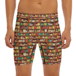 Reading Library Pattern Print Men's Long Boxer Briefs