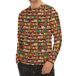 Reading Library Pattern Print Men's Long Sleeve Rash Guard