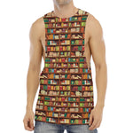 Reading Library Pattern Print Men's Muscle Tank Top