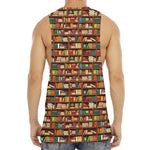 Reading Library Pattern Print Men's Muscle Tank Top