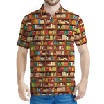 Reading Library Pattern Print Men's Polo Shirt