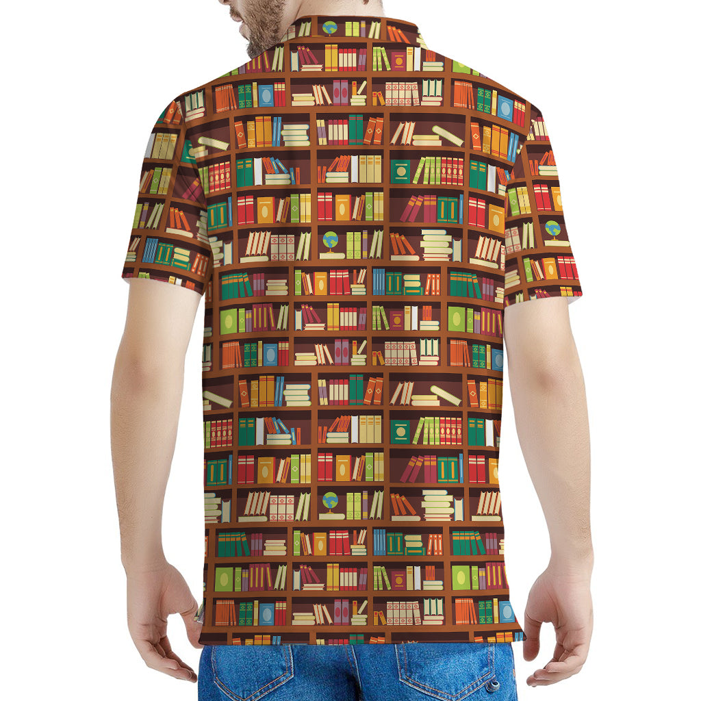 Reading Library Pattern Print Men's Polo Shirt